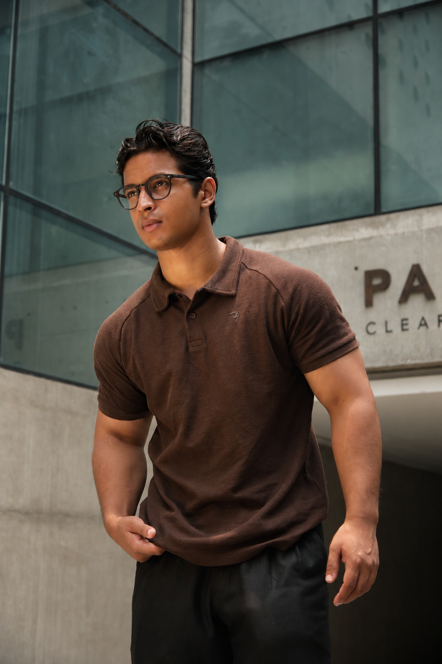 RAGLAN POLO - COFFEE BEAN